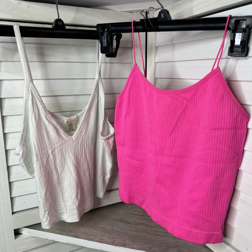 Lot of 5 Women's Cropped Stretch Tanks/Tee Variety Of Brands (see Details) Sz S‎